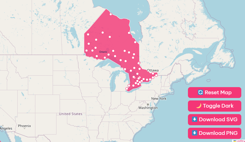Interactive Ontario Map with Cities