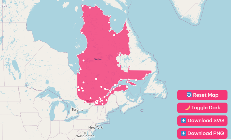 Interactive Quebec Map with Cities